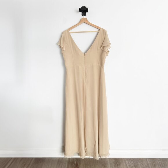 Azazie Omari Champagne A-Line Bridesmaid Dress - Size 24 - Picture 4 of 13